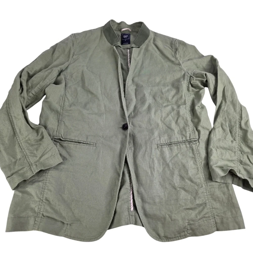 GAP Olive Green Linen Cotton Blazer Size XL Lightweight Gorpcore CL-2550
